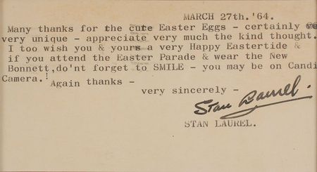 Lot #1061 Laurel and Hardy Typed Letter Signed and Signature - Image 2