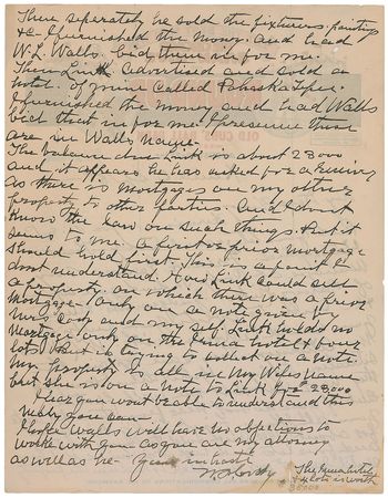 Lot #195 William F. ‘Buffalo Bill’ Cody: The Wild West showman is forced to sell “the Irma Hotel” and “a hotel of mine called Pahaska Tepee” - Image 2
