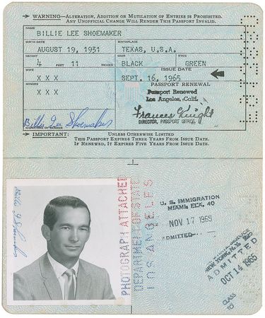 Lot #1151 Willie Shoemaker Passport - Image 1