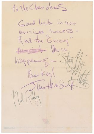 Lot #8112 Jimi Hendrix Autograph Note Signed - Image 1