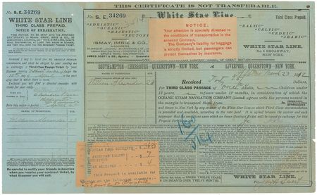 Lot #8056 Titanic Third-Class Passenger Purchase Receipt - Image 1