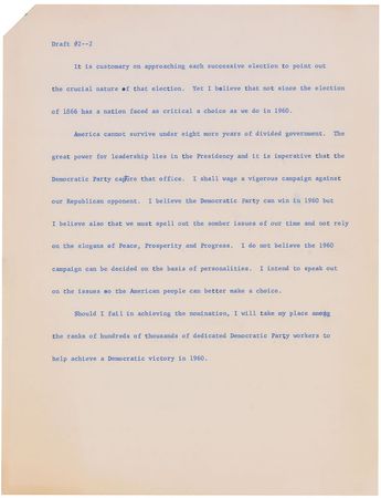 Lot #8007 John F. Kennedy Handwritten Manuscript Announcing His Presidential Candidacy - Image 12