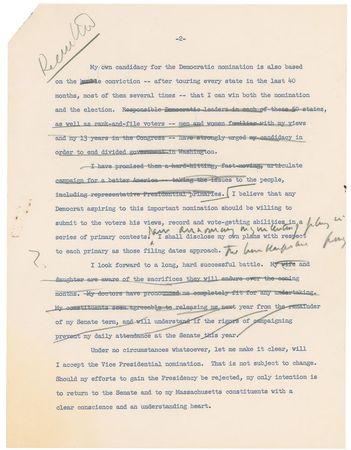 Lot #8007 John F. Kennedy Handwritten Manuscript Announcing His Presidential Candidacy - Image 6