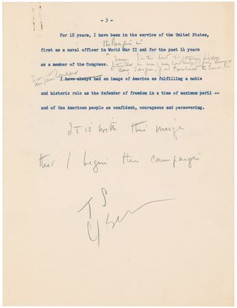 Lot #8007 John F. Kennedy Handwritten Manuscript Announcing His Presidential Candidacy - Image 9