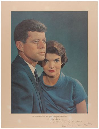 Lot #8002 John and Jackie Kennedy Oversized Signed Photographic Print - Image 1