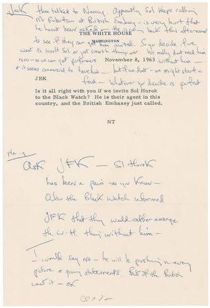 Lot #8009 Jacqueline Kennedy Handwritten Notes to JFK - Image 1