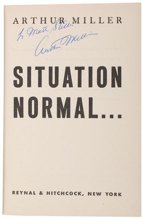 Lot #8085 Arthur Miller?s First Book Contract and Signed Copy of ?Situation Normal? - Image 1