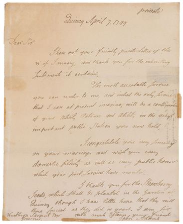 Lot #8018 John Adams Autograph Letter Signed - Image 1