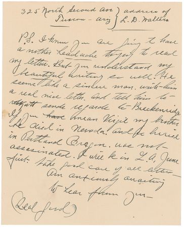 Lot #8089 Wyatt Earp-dictated Letter Penned by His Wife - Image 3