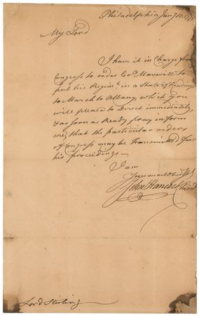 Lot #8015 John Hancock Autograph Letter Signed - Image 1