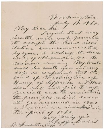 Lot #8029 Jefferson Davis Autograph Letter Signed