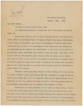 Lot #8080 Jack London Correspondence Archive - Image 15