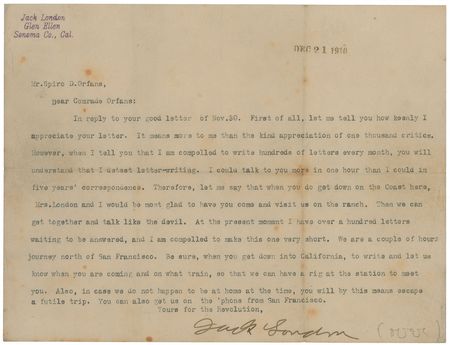 Lot #8080 Jack London Correspondence Archive - Image 4