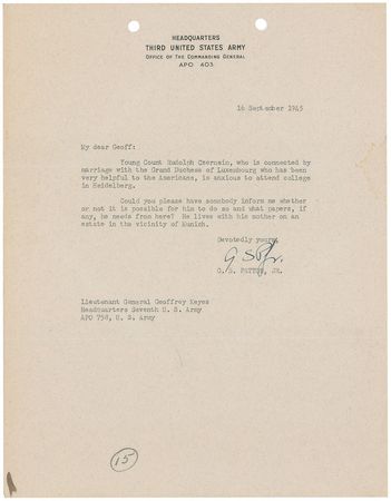 Lot #8045 George S. Patton, Jr. Typed Letter Signed - Image 1