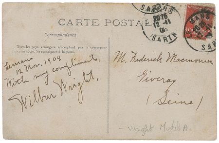 Lot #8053 Wilbur Wright Autograph Note Signed on Postcard - Image 1