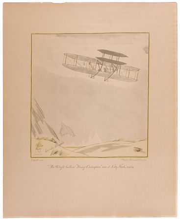 Lot #8054 Set of Five Signed Wright Aeronautical Lithographs - Image 1