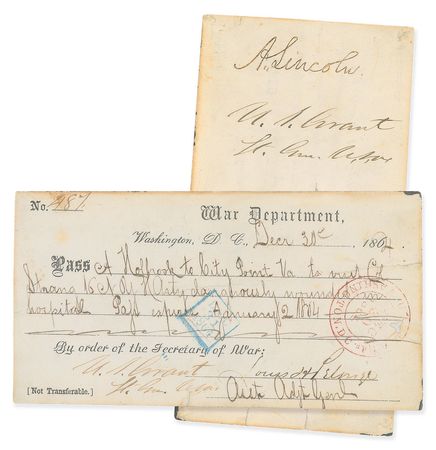 Lot #8026 Abraham Lincoln and US Grant Signed Document - Image 1