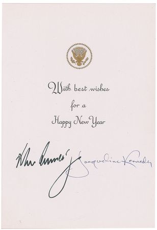 Lot #8010 John and Jacqueline Kennedy Signed Holiday Card - Image 1