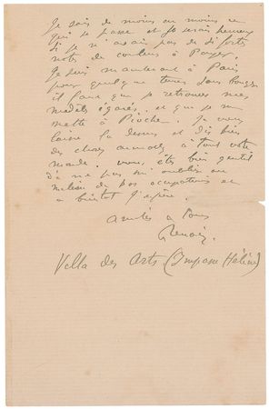 Lot #8079 Pierre-Auguste Renoir Autograph Letter Signed - Image 2