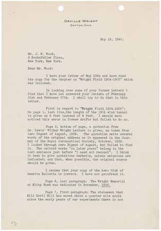 Lot #8055 Orville Wright Typed Letter Signed - Image 1