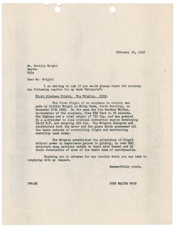 Lot #8055 Orville Wright Typed Letter Signed - Image 3