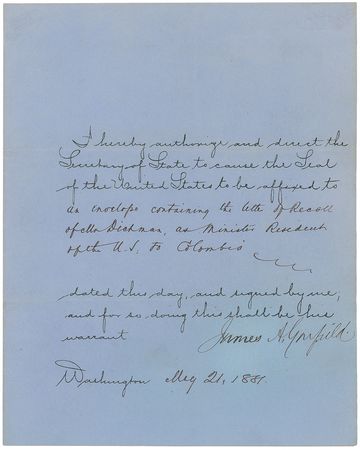 Lot #8037 James A. Garfield Signed Document - Image 1