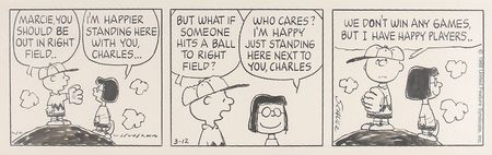 Lot #8105 Charles Schulz Original Signed Comic Strip - Image 1