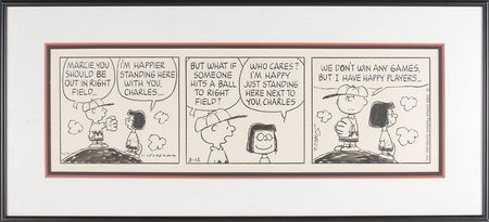 Lot #8105 Charles Schulz Original Signed Comic Strip - Image 2