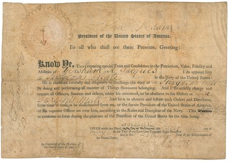 Lot #3 John Adams: Uncommon naval appointment by