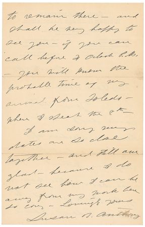 Lot #289 Susan B. Anthony Handwritten Letter Signed - Image 2