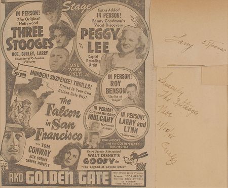 Lot #910 Three Stooges Signatures - Image 2