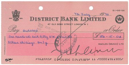 Lot #750 Beatles: John Lennon: Scarce Maclen Music business check issued just months after the break-up of the Beatles - Image 1