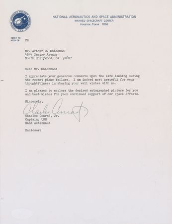 Lot #546 Charles Conrad Typed Letter Signed and Signed Photograph - Image 1