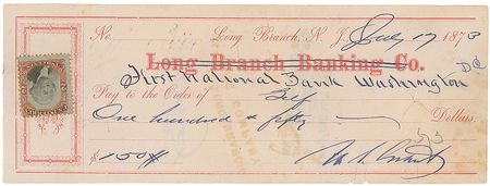 Lot #39 U. S. Grant: Twice-signed presidential check - Image 1