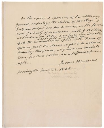 Lot #12 James Monroe: Recognizing Clay’s claim in