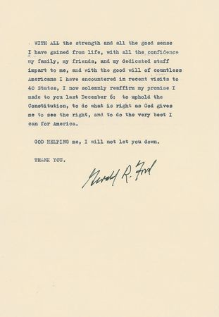 Lot #139 Gerald Ford: ?You have not elected me as President? - Image 2
