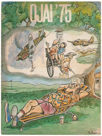 Lot #487 Neil Armstrong: 1975 Flying Tigers reunion program, six years after his lunar landing - Image 2