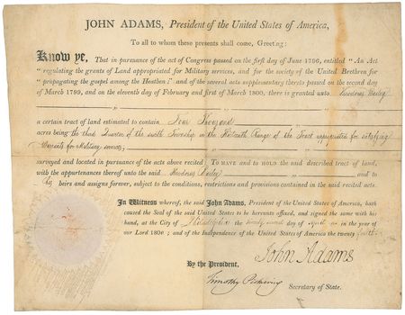 Lot #4 John Adams: Beautifully signed 1800