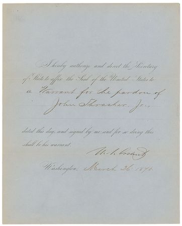 Lot #35 U. S. Grant Signed Document