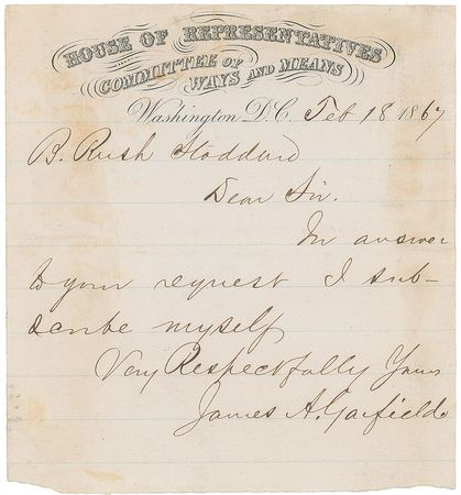 Lot #44 James A. Garfield Handwritten Letter Signed - Image 2