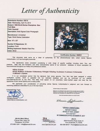 Lot #963 NY Mets: 1986 Signed Photograph - Image 2