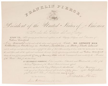 Lot #24 Franklin Pierce Signed Document