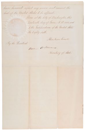 Lot #32 Abraham Lincoln: Presidential pardon signed the same day he abolished slavery in all US territories - Image 2