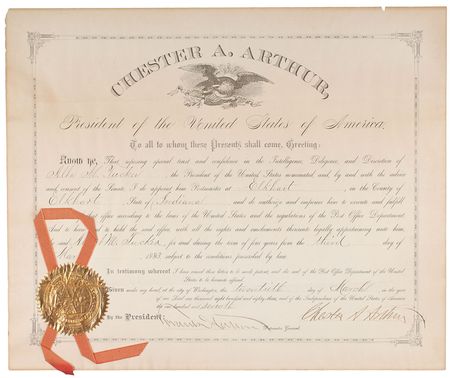 Lot #102 Chester A. Arthur Signed Document - Image 1