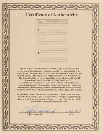 Lot #522 Gemini 12 Checklist Page - Image 3