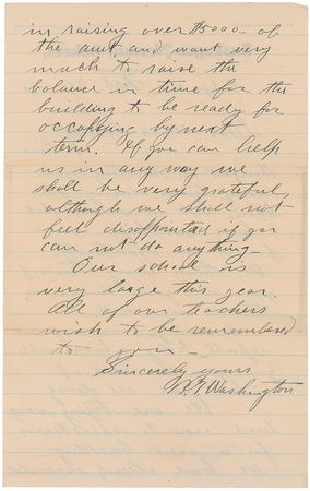 Lot #367 Booker T. Washington Handwritten Letter Signed - Image 2
