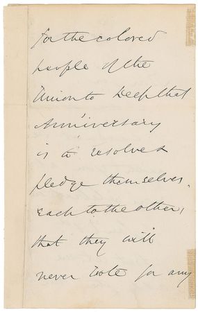 Lot #190 Wendell Phillips: “They will never vote for any one who does not heartily & with all his might advocate & support a Civil Rights Bill on the model of the immortal Charles Sumner” - Image 2