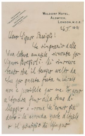 Lot #743 Bruno Walter Handwritten Letter Signed - Image 1