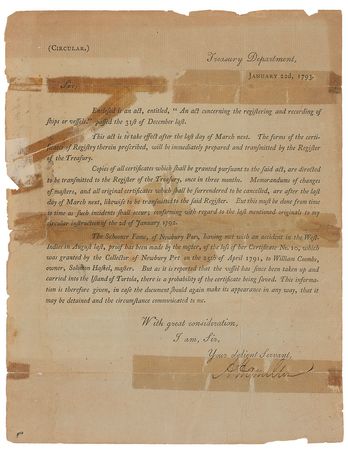 Lot #176 Alexander Hamilton Signed Document - Image 1