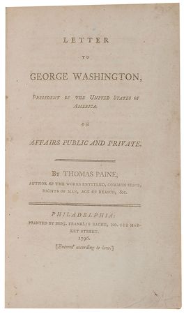 Lot #181 Thomas Paine: First printing of Thomas Paine’s 1796 attack on President Washington - Image 1